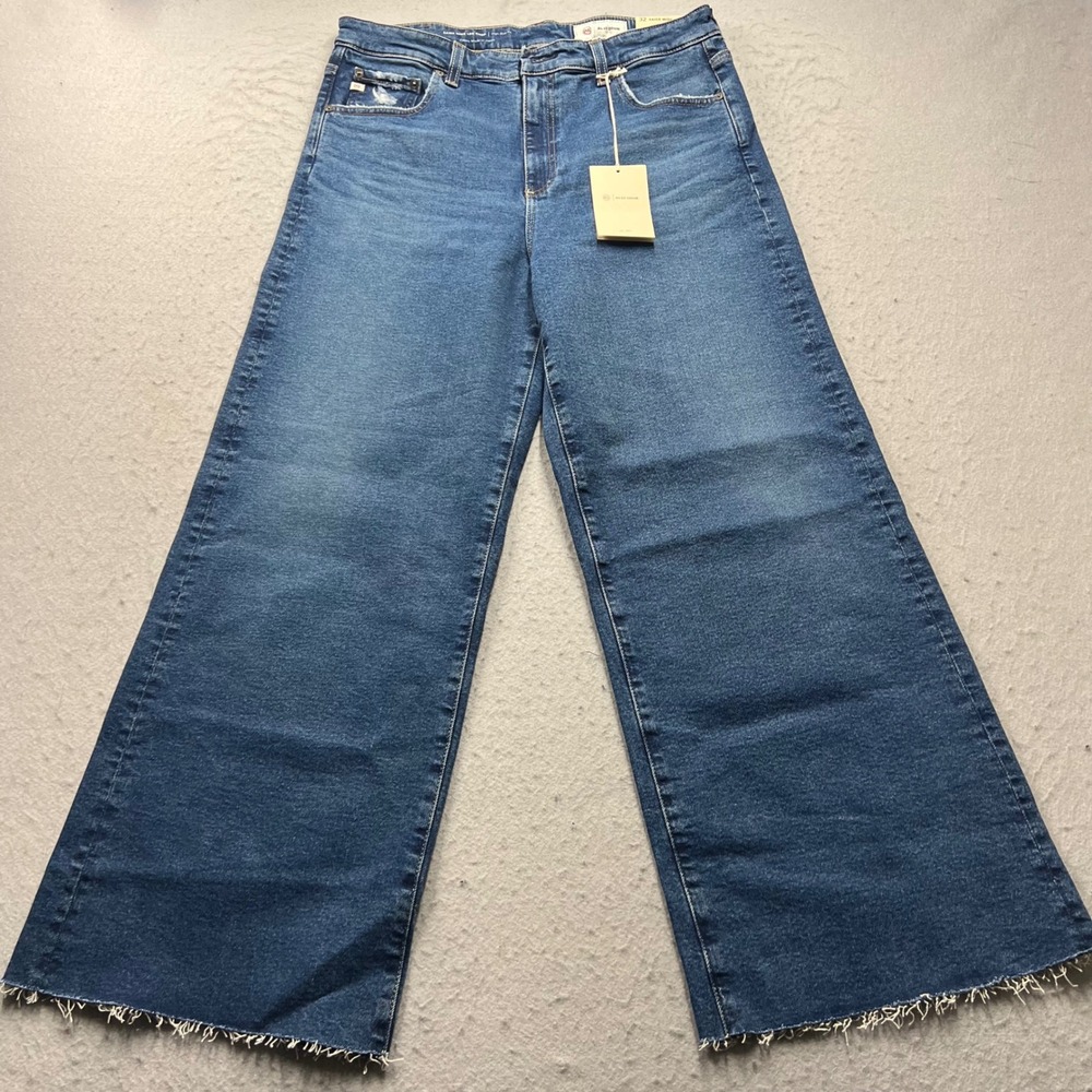 AG Adriano‎ Goldschmied Saige Wide Leg Crop Jeans High Rise Blue Size 32 NWT